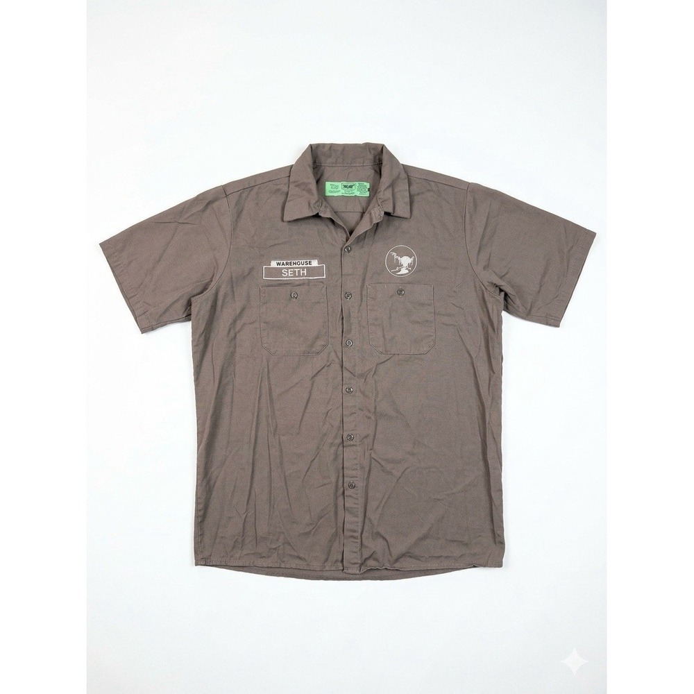 Red Kap Denim Shirt Mens Gray Sz L Durable Cotton Workwear Greencoast Button-Up‎